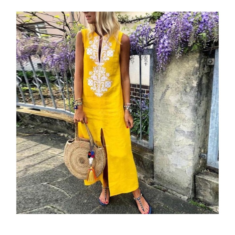 Yellow cotton maxi dress - never been worn
